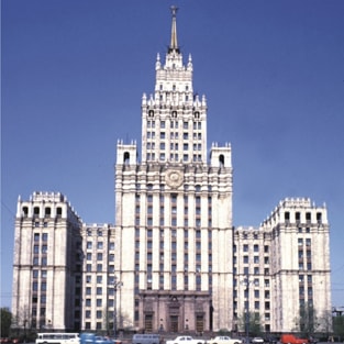 The building of “Transstroy” corporation in Moscow. Architectural design. 